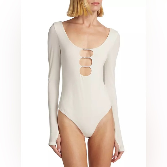 ALICE + OLIVIA
Crystal-embellished cutout crepe bodysuit - Picture 6 of 9